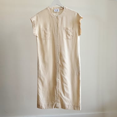 Cream Raw Silk Maxi Dress