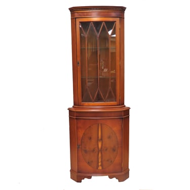 Vintage Wooden Cabinet | English Inlaid Corner Cabinet 
