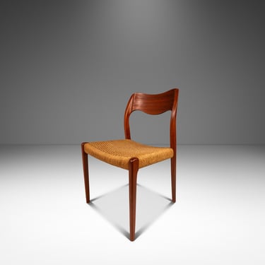 Set of Four ( 4 ) Møller Model #71 Dining Chairs in Teak & Paper Cord by Niels Møller for J.L. Møllers Møbelfabrik, Denmark, 1960's 