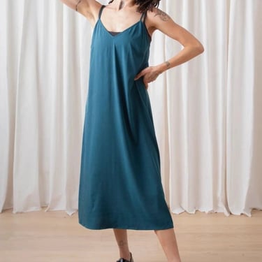 Ali Golden Slip Dress - Deep Teal