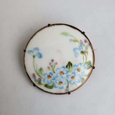 Victorian Hand Painted Ceramic Brooch Pin - Victorian Jewelry - Victorian Fashion 