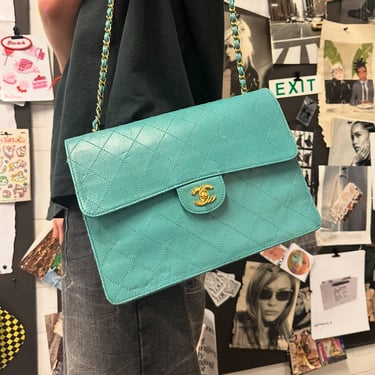 Chanel Turquoise Caviar Jumbo Flap Bag