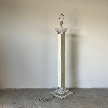 Vintage Lucite and Laminate Wood Floor Lamp 