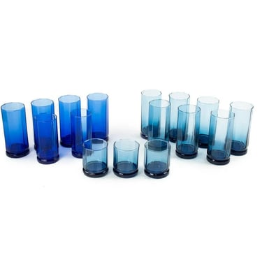 Vintage Cobalt Blue Glassware Set of 16 