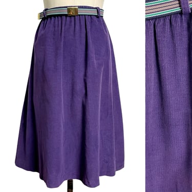 1980s vintage purple corduroy skirt - size medium 