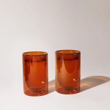 YLD 12 oz Double-Wall Amber Glass