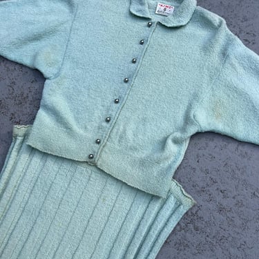 50s Kims Mint Green Wool Skirt Set AS IS 