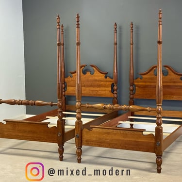 Solid Cherry Twin Beds - A Pair 
