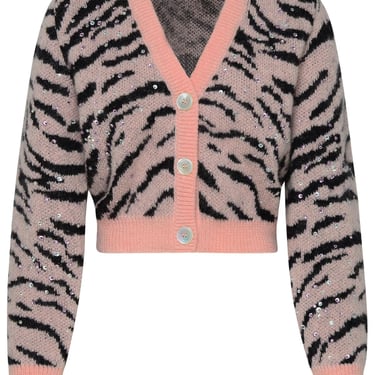 Alessandra Rich Pink Mohair Blend Cardigan Woman