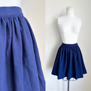 Vintage 1960s Navy Wool Mini Skirt / XS 
