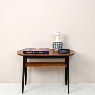 MidCentury Scandinavian Living Room Coffee Table in Teak with Black Accents, Original Vintage 1960s Lounge Table 