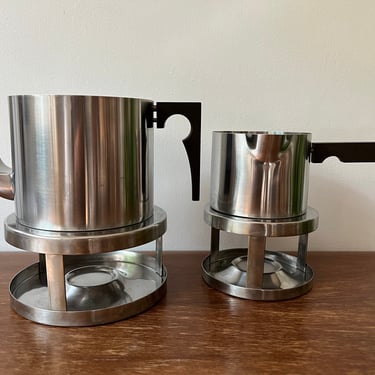 Vintage Arne Jacobsen 1970s Stainless Steel Danish Tea Set for Stelton | Teapot, Creamer, Warmer | Iconic Danish Design | Mid-Century Modern 