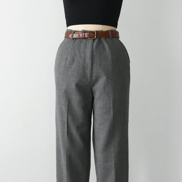 vintage gray wool trousers, high waist tapered pants 