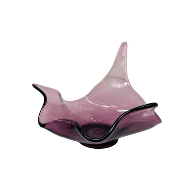 #1046 Purple Blown Glass Candy Dish