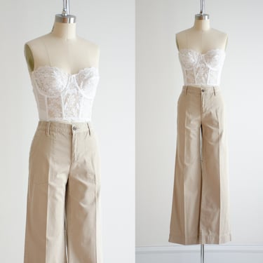 wide leg pants 90s y2k vintage Ralph Lauren tan beige khaki trousers 