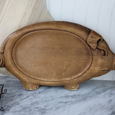 Large Vintage Hand Carved Wood Pig Serving Tray 