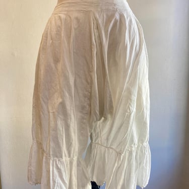 Vintage VICTORIAN BLOOMERS / White Cotton + Embroidered Detail + Scallop RUFFLE Trim / Button + Drawstring Waist / Pretty Hand Sewn Antique 