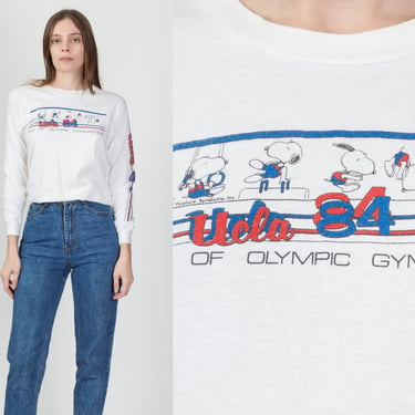 1984 Snoopy Olympic Gymnastics Long Sleeve Tee - Small | Vintage 80s UCLA Los Angeles Graphic Shirt 