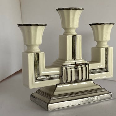 Stepped Art Deco Candelabra with Sterling Silver Overlay by Lenox 