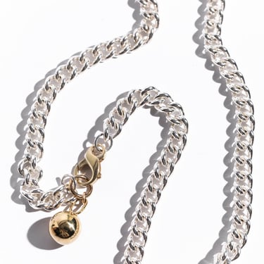 JACQUELINE ROSE Silver + Bronze Ball &amp; Chain Necklace