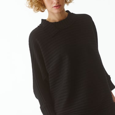 Striped Knit Long Sleeve Top with Asymmetric Trim Details