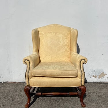 Traditional Vintage Wingback Chair Wood Fabric Seating Vintage Wing Back Fan Lounge Mid Century Modern English Set High Back 