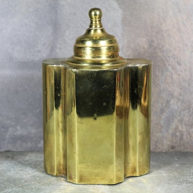 Vintage Quatrefoil Brass Tea Caddy | Brass Tea Canister | Vintage Brass Flask | Bixley Shop 