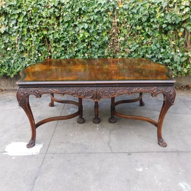 Antique Victorian Carved 1920&#x27;s Expandable Dining Table