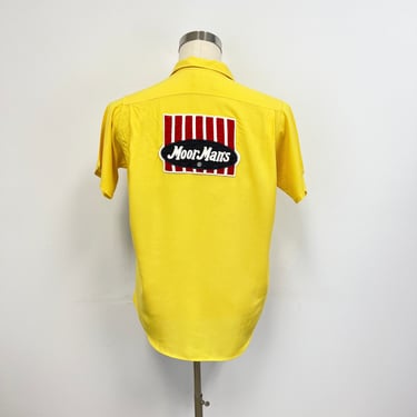 Vintage Bowling Shirt | Moor Man's Feed Yellow Shirt | Mens Size Medium 