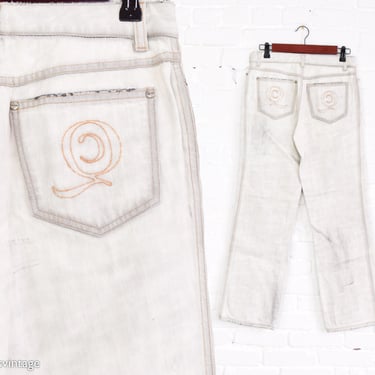 1990s Gray Denim Jeans | 90s White Denim Jeans | Alexander McQueen Jeans | 42 Medium 