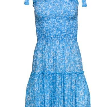 Cool Change - Blue &amp; White Floral Print Sleeveless &quot;Reagan&quot; Mini Dress Sz XS