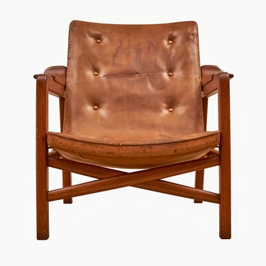 Early Kindt-Larsen 'Fireplace Chair' in Original Leather