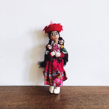 Vintage Peruvian Handmade Mama Doll 