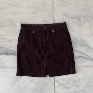 Y2K Vintage Old Navy Corduroy Mini Skirt Brown Pockets Women’s 4 Boho 