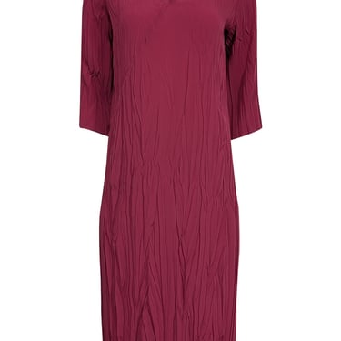 Babette - Magenta Purple Pleated Crop Sleeve Dress Sz XS