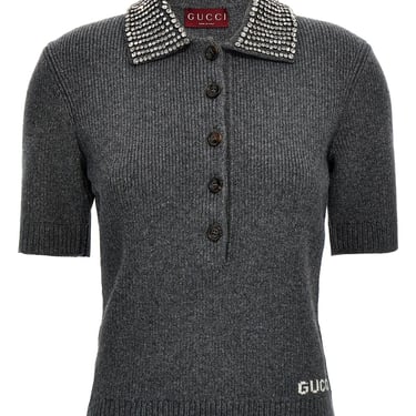 Gucci Women Jewel Collar Polo Sweater