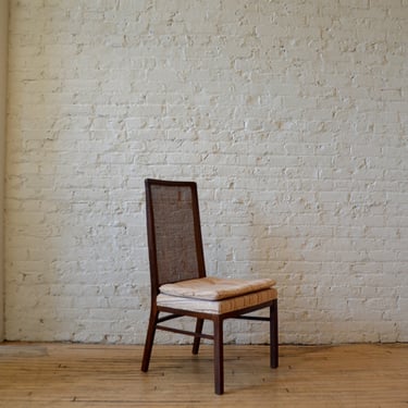 MCM Lane Walnut / Cane Dining Chairs Set of Six
