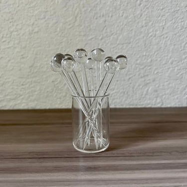 Vintage Lucite Acrylic Olive Party Picks Clear Plastic Cheese Appetizer Picks Set of 12 