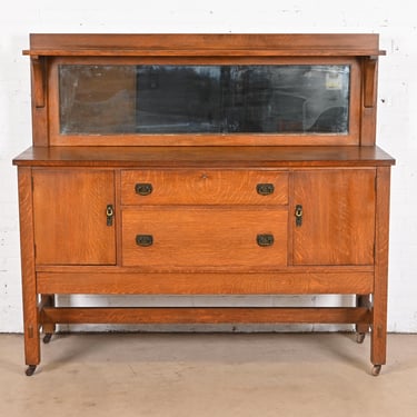 Lifetime Furniture Antique Mission Oak Arts & Crafts Sideboard or Bar Cabinet, Circa 1900