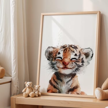 Playful Tiger Kids Room Decor: Framed Posters, Prints, Sherpa Blanket, Pillow Buddy - Nursery Gifts 