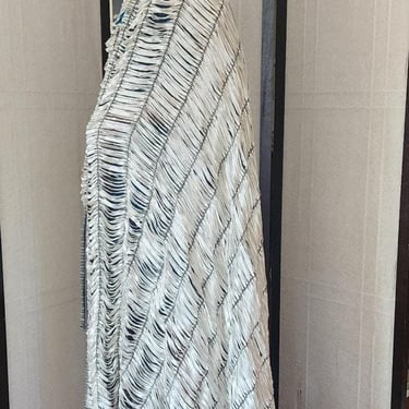 Vintage Y2K Armani Oversized Silk Shawl Wrap Scarf Black White NWT 