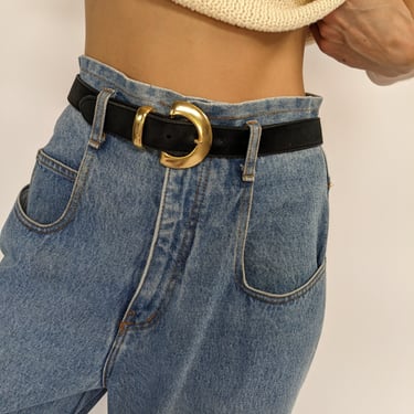 Classic Vintage Onyx Smooth Leather Belt