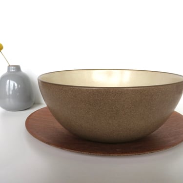 Early Heath Ceramics 8" Serving Bowl In Sandalwood, Modernist Beige and Brown Bowl By Edith Heath, Sausalito California Pottery 