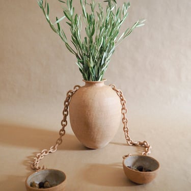Elia Vase // handmade ceramic vase with serving bowls and chains 