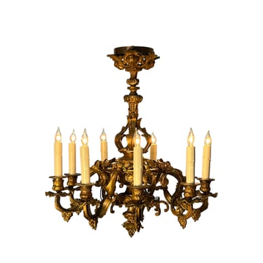 19th century rococo style solid brass vineyard 9 light chandelier with grape bunches #2320 
