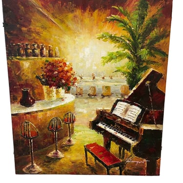 Artmasters Collection Piano Lounge Framed Oil Painting EK221-40