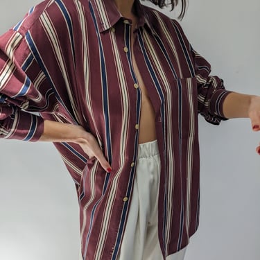Vintage Bold Striped Button Up