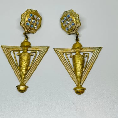 Gold Vase Clip on Earrings