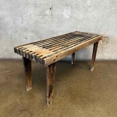 Mid Century Modern Slat Wood Bench