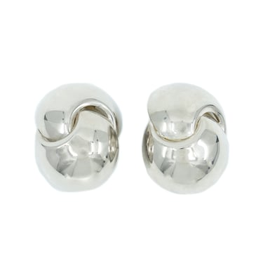 Modernist Silver Interlocking Dome Earrings